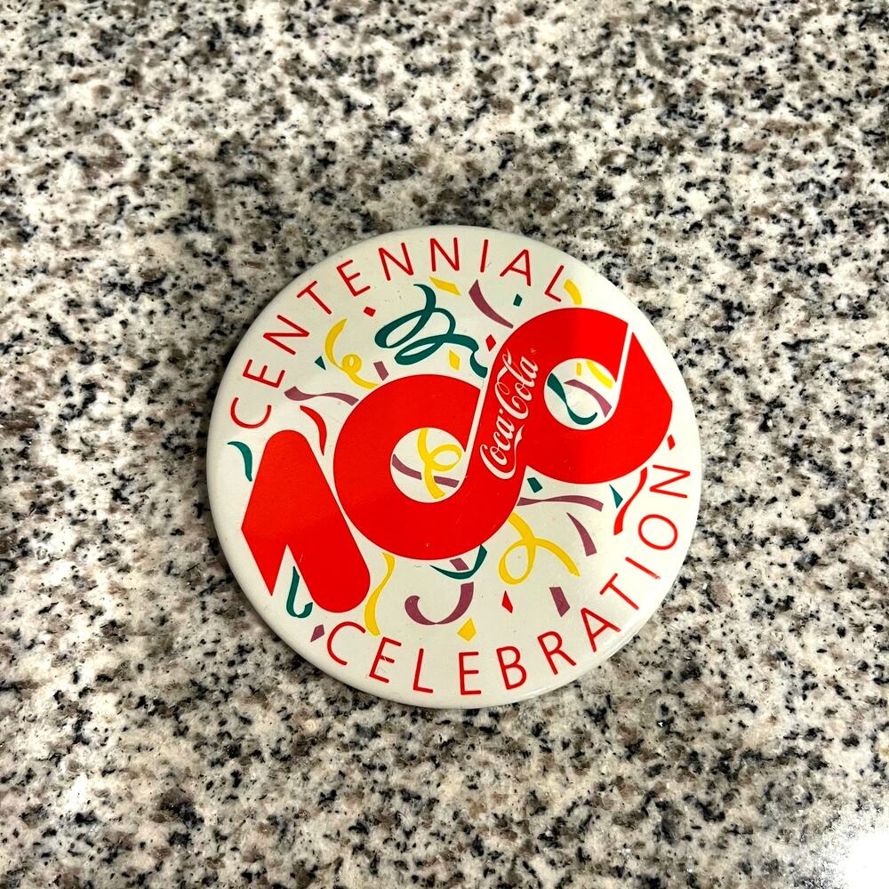 Coca Cola Centennial Pin Vintage Coke 100 Years Button Collectible